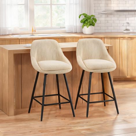 Tabouret de bar beige en poliestere acciaio 52 x 49 x 88 cm (1/5)
