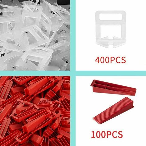 Lot de 100 cales pour système de nivellement de carrelage, 400 languettes de traction,1.5mm de largeur de joint (1/3)