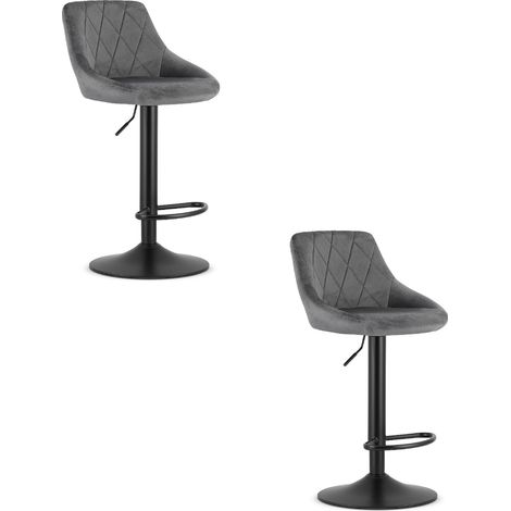 Kast Hocker - samtgrau / schwarzes Gestell x 2 (1/5)