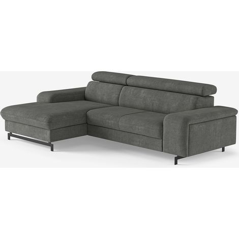 Ecksofa 3-Sitzer mit linker Ottomane und verstellbarer Kopfstütze Liora - Grau (1/5)