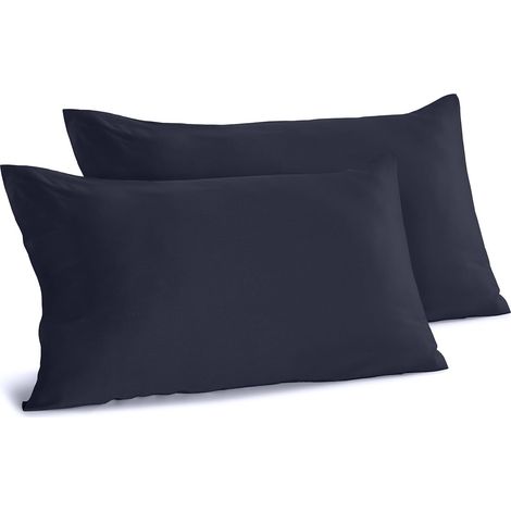 Taie Oreiller 50x80 en 100% Coton Percalle Frais et Respirant 2 Pièces, 2 Taies d'Oreillers avec Rabat de 15cm, Linge de Lit Literie Douce Délicate pour Toute Saison (1/5)