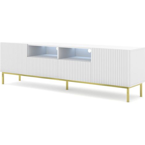 Mobile TV Ravenna B 200 2D2S bianco opaco con cornice oro (1/5)