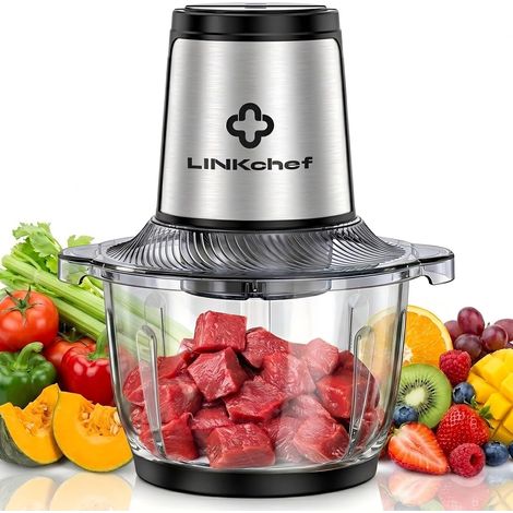 Hachoir Électrique 1,5L Bol en Verre, 2 Vitesses, Lames en Acier Inox à 3 Niveaux – Mini Robot de Cuisine pour Viande, Légumes, Noix & Aliments Bébé (1/5)