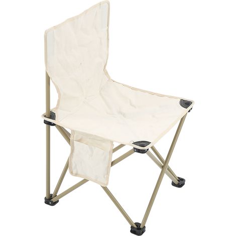Chaise pliante antidérapante, légère et portable, avec sac de rangement, idéale pour le camping, la pêche, les pique-niques et les barbecues. Beige XL. (1/5)