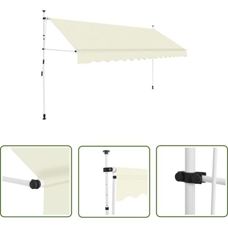 The Living Store Auvent manuel rétractable 400 cm Crème - Auvent Retractable - Stores Exterieurs - Parasol - Protection Solaire - Abri Jardin (1/6)