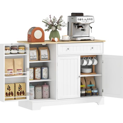Buffet cuisine - HOMCOM - 3 portes, tiroir, étagères de porte et étagère réglable - MDF - 105x40x83cm - blanc