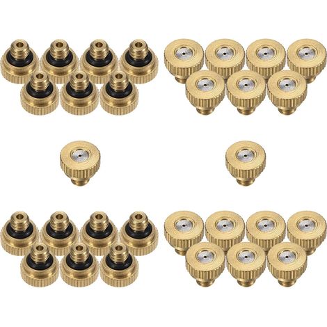 30 Pcs Buse de Brumisation en Laiton, 0.5mm Orifice 10/24 UNC Buses Rechange à Joint Torique pour Système Froid, Atomisation Basse Pression - 0.7mm (1/5)