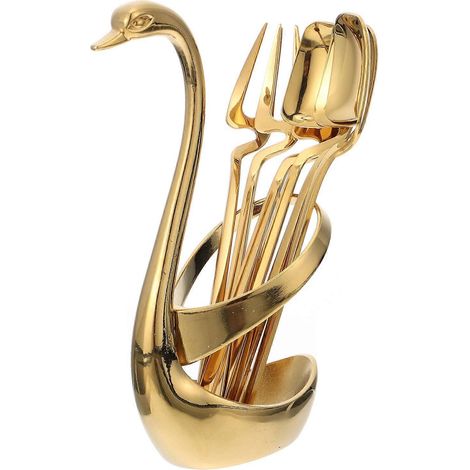 Support de rangement compatible avec le cygne en acier inoxydable doré et 1 cuillère à café compatible (1/5)