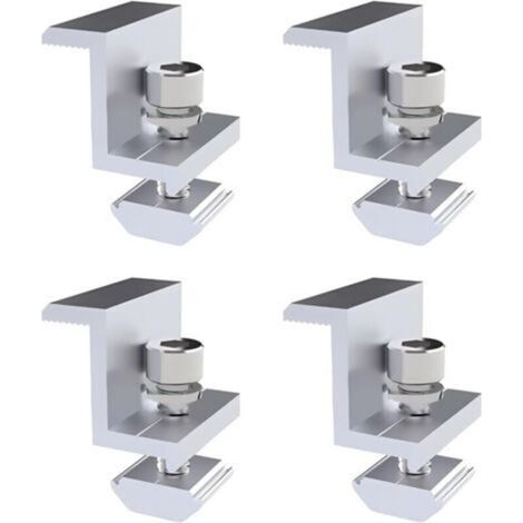 ALLIANDISPaquet de 4 supports de panneau solaire, pince d'extrémité de 30 mm, support de panneau solaire, support Z, pince réglable, support de panneau solaire photovoltaïque photovoltaïque (1/4)