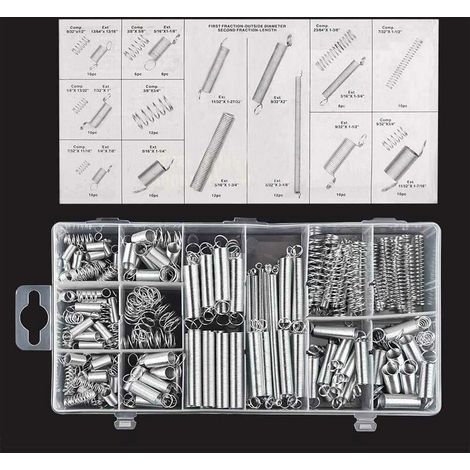 200 pieces Assortment of springs Extension springs Various small extension and compression springs with storage box