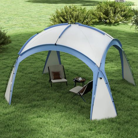 Padiglione per eventi 3,5 x 3,5 m con porta a gancio, idrorepellente, resistente all'inverno, gazebo da giardino, azzurro. (1/5)