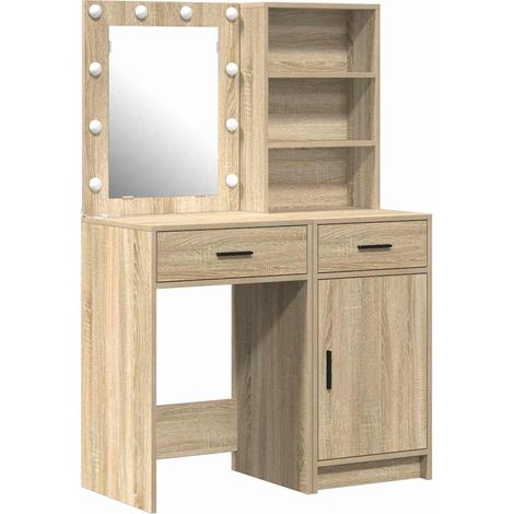 Maison Exclusive - Schminktischset mit LED 2 pcs Sonoma-Eiche Hol