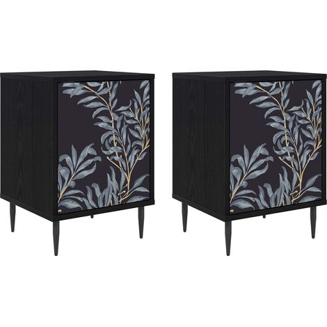 Mesa de noche DOKKUM 2 uds. Roble Negro 36 x 33 x 51 cm vidaXL