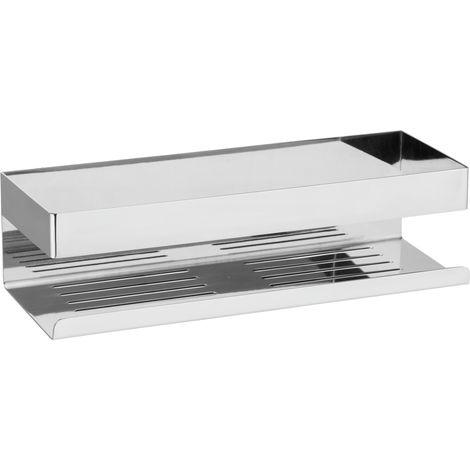 WENKO Turbo-Loc® Wandablage Genova Shine, Befestigen ohne Bohren mit Spezial-Klebepad, Silber glänzend, Edelstahl rostfrei glänzend