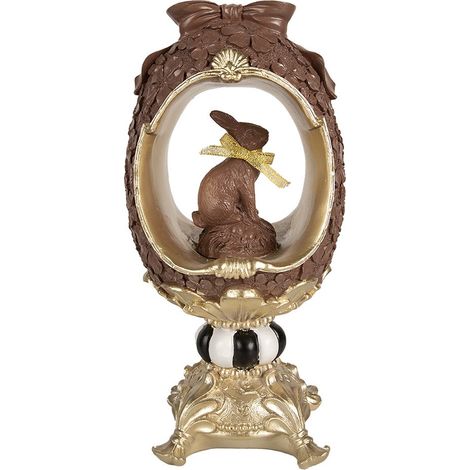 Statue Lapin de Pâques Décorative en Polyrésine Marron Figurine dans un Œuf 30 cm - PANGIVO (1/4)