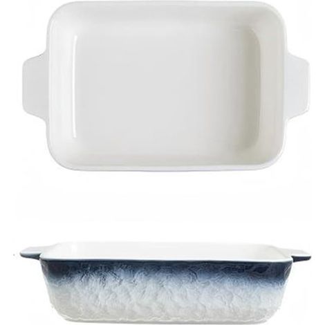 Keramik Backset, rechteckige und breite Backformen, ofen /mikrowellen /spülmaschinenfest (graublau, 20 cm) (1/5)