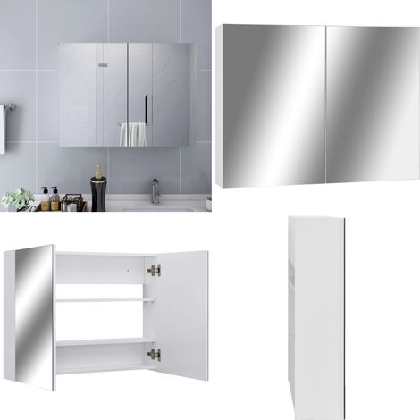 Armario de baño con espejo MDF blanco 80x15x60 cm - Armario con espejo - Armario de pared