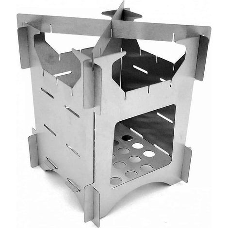 Réchaud à bois de camping extérieur mini-gril à bois pliable et portable en acier inoxydable design léger et compact (1/4)