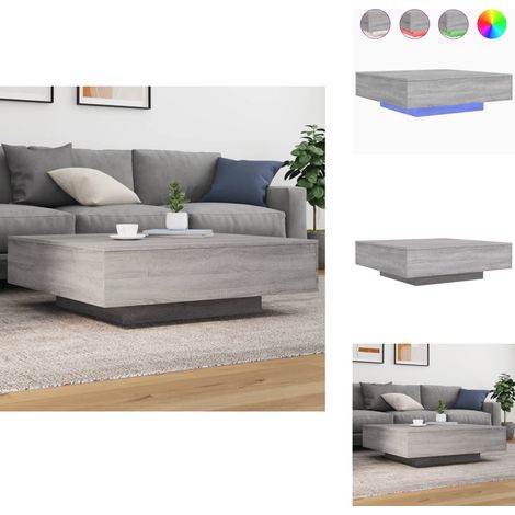 Table basse avec lumières LED sonoma gris 100x100x31 cm - Table Basse Design - Table Basse Led - Table Basse Moderne - Meuble Salon - Table D'appoint (1/5)