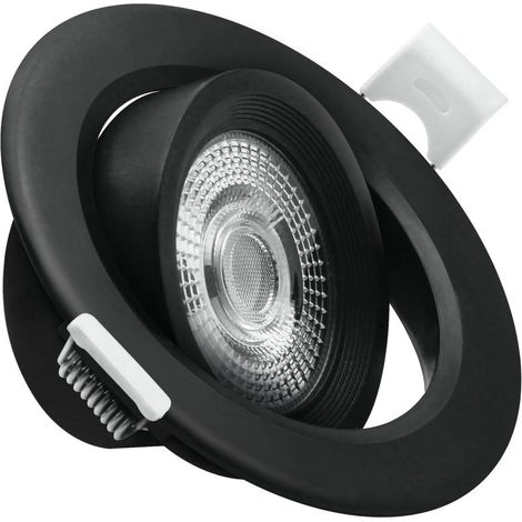 Anneau LED rond inclinable (7W 3CCT 560lm) IP20 Ø9x3,8cm coloris noir (1/2)