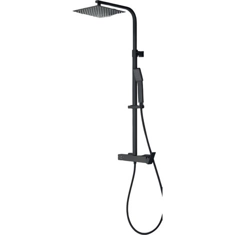 Colonna Doccia Quadrata con Miscelatore Meccanico e Deviatore Integrato, Soffione 25x25 cm e Doccetta Quadrata