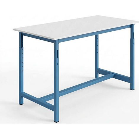 Établi pour atelier - Dim 1200x750x759/1039mm - Bleu industriel RAL5015 - Charge max 300kg - W010020334-BI (1/5)