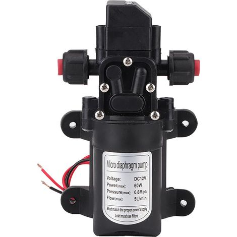 Zoternen – Pompe à eau DC 12V haute pression 116Psi – Pompe à micro diaphragme – Débit 5L/min – Hauteur d'aspiration 1,5m – Ascenseur 50m (1/5)