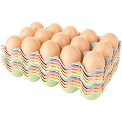 Lot de 8 distributeurs d'œufs pour réfrigérateur, paniers en plastique pouvant contenir 15 plateaux à œufs pour réfrigérateur, boîte de rangement d'œufs empilable (1/5)