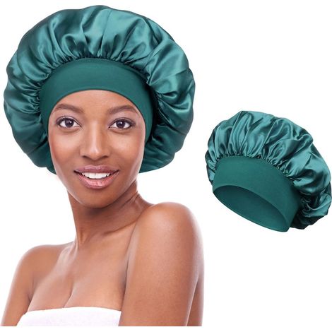 1 Stück Schlafmütze Satin Bonnet Nacht Schlaf Mütze Verstellbare Schlafkappe Kopfbedeckung Weiche Kopfhaube Schlafhaube Seide mit Gummizug für Damen und Mädchen