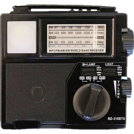 Radio multi-bandes AM/FM/SW : Bluetooth, lecture TF/USB, recharge solaire, mémoire de coupure – Portable pour extérieur (1/5)