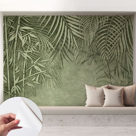 Papier peint adhésif décoratif avec colle pour salon chambre et bureau Installation rapide Paradis de bambous 208x146 cm (1/5)