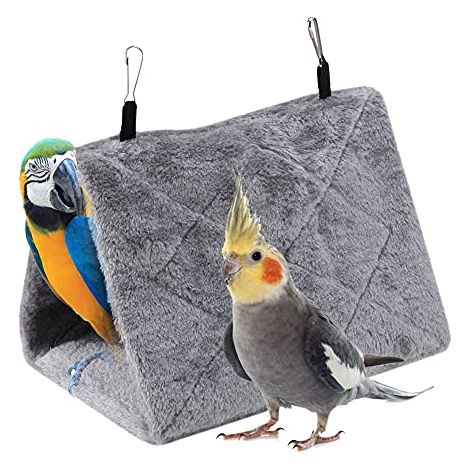[RM] Hamac pour perroquet, nid d'oiseau, hamac en peluche douce et chaude, tente suspendue, taille M, 13 x 15 x 24 cm - Gris