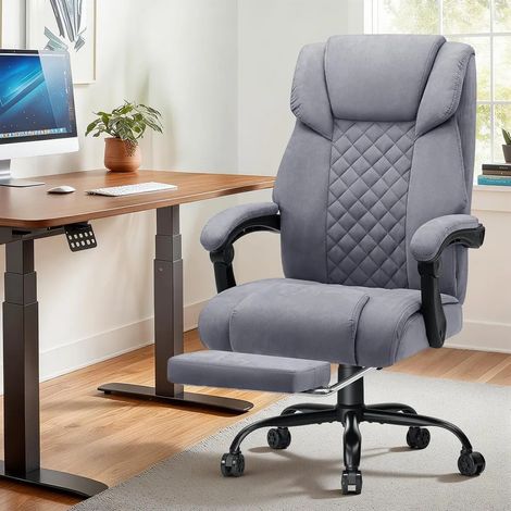 Fauteuil de bureau/gaming massant avec fonction chauffante, 7 points de vibration, dossier haut et repose-pieds, supporte jusqu'à 180 kg, gris (1/5)
