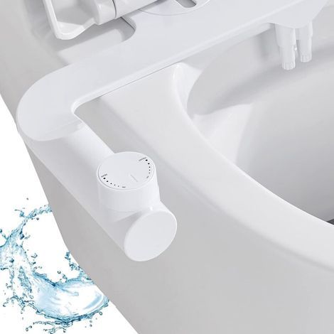 Bidet Toilette WC, Ultra-thin Kit Abattant WC Bidet De Salle De Bain,pour eau chaude et froide avec double buse auto-nettoyante rétractable, nettoyage à l'avant et à l'arrière (Eau froide) (1/4)