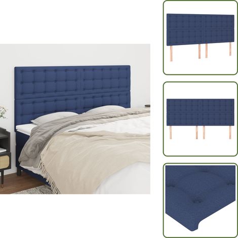 The Living Store Cabecero de cama azul 200x5x118/128 cm Tela - Cabecero de cama