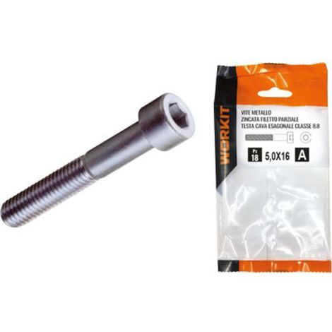 VITE METALLO TCCE ZINCATA SELF WORKIT - CAVA ESAGONALE CL 8.8 FIL PARZIAL MM 8X20 CF=PZ 10 - 5 confezione