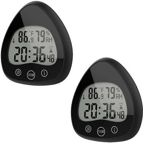 Réveils de salle de bain innovants en forme de cœur avec affichage numérique LCD de la température et de l'humidité - Noir (1/5)