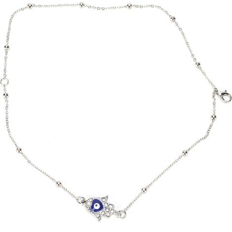 Blue Eye Anklet Evil Eye Comfortable Cute Lucky Moon Fatima Hand Tassel Foot Chain for Women Parties (1/5)