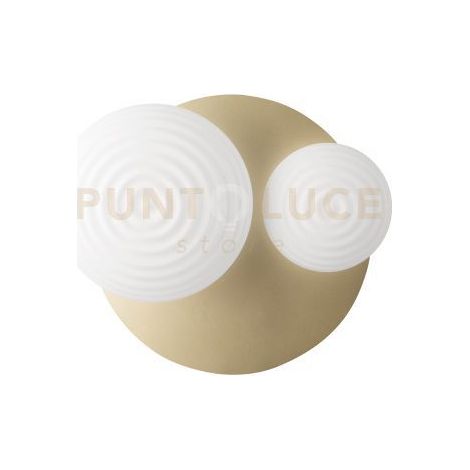 PLAFONIERA TONDO/2 ORO BASE ORO 2 VETRI BIANCO OPACO 1 LUCE ATTACCO E14 1 LUCE ATTACCO E27 D.52CM