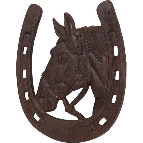 Hufeisen aus Gusseisen mit antikiertem Rost-Finish. Made in Italy