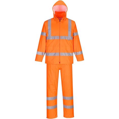 Completo antipioggia avvolgibile ad alta visibilità Colore: Arancione Taglia M - Portwest (1/2)