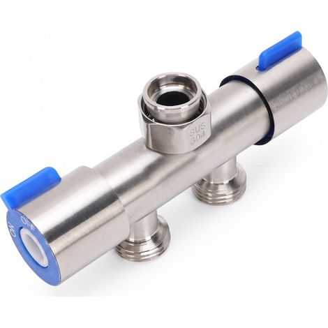 Répartiteur de Tuyau d'arrosage, Acier Inoxydable 304 avec Entrée Femelle G1/2 et Double Sortie, Adaptateur de Robinet Extérieur pour Cuisine et Salle de Bain, Contrôle Indépendant (1/5)