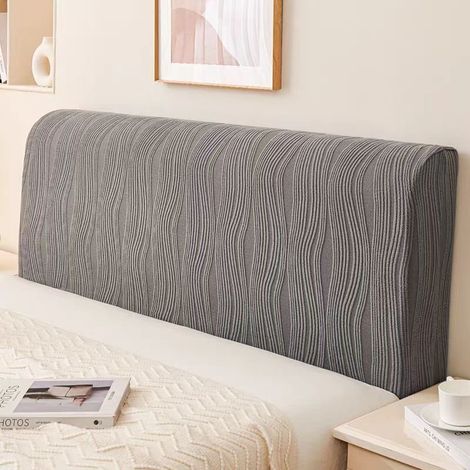 (Gris,150cm(140-160cm))Housse de Tete de Lit Anti-poussière Elastiqu, Housse Tete de Lit Extensible, Moderne Housse de Protection Tête de Lit Déhoussable et Lavable