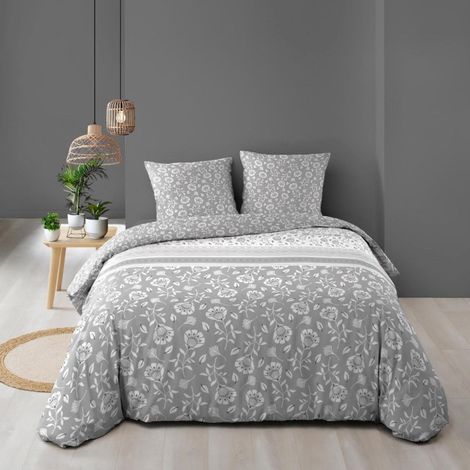 Parure de Lit 3 Pièces "Flavie" 240x220cm Gris (1/5)