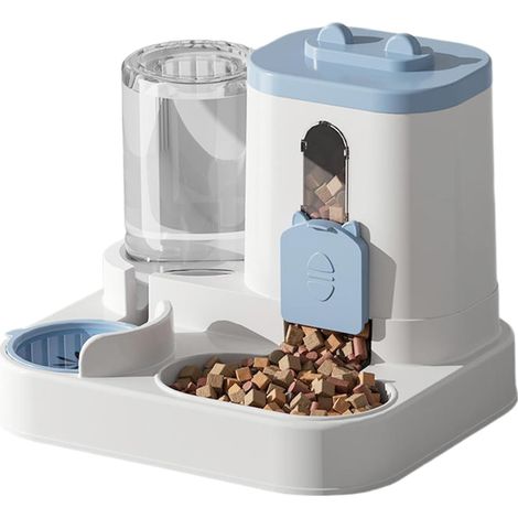 Automatischer 2-in-1-Katzenfutterspender aus PP (2,2 l) und Trinkbrunnen (0,8 l) mit großem Napf (1/5)