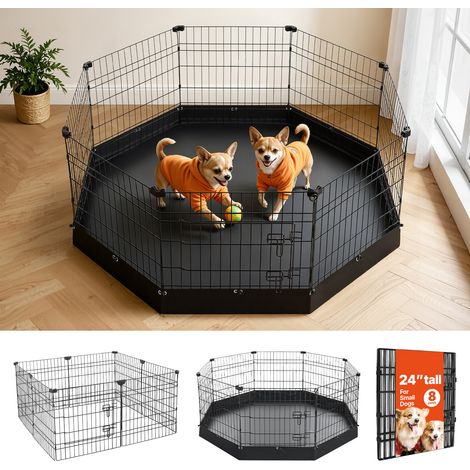 Mophorn Parque de Metal Plegable para Perros de 61 cm de Altura, 8 Paneles con Malla, Corral para Mascotas Pequeñas, Incluye Base de Tela Oxford, Estacas y Hebillas,Uso en Interior y Exterior (1/5)