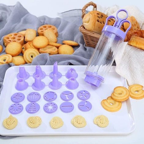Poche À Douille - Tube Pressoir À Pâtisserie Avec 8 Embouts Et 10 Disques À Fleurs - Pour Cookies Gâteaux Et Cupcakes - 1 Pièce (1/5)