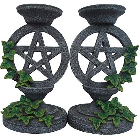 NEMESIS NOW BOUGEOIR EN PENTAGRAMME VIEILLI GRIS 17 CM NEM5177