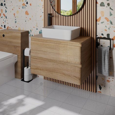 Bathroom Cloakroom Vanity Unit Countertop Wash Basin Wall Hung Wood 800mm (1/5)