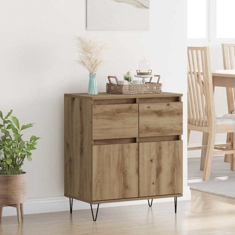 Buffet-Meuble de rangement Chêne artisanal 60 x 35 x 70 cm Bois d'ingénierie et fer 558971 (1/5)